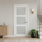 80" X 28" White Wood And Glass Slab Door