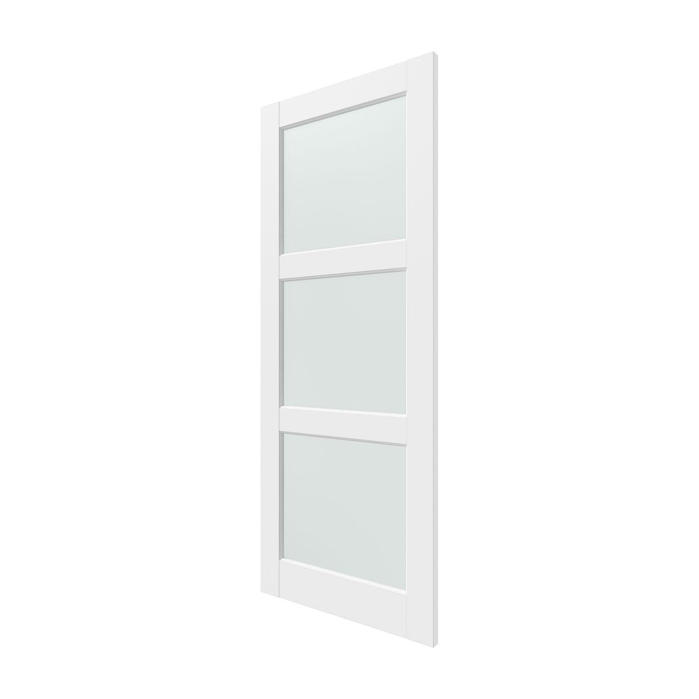 80" X 32" White Wood And Glass Slab Door