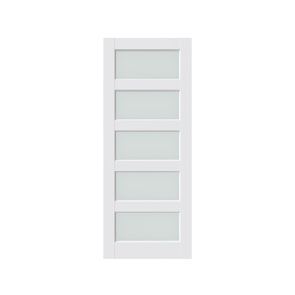 80" X 24" White Wood And Glass Slab Door