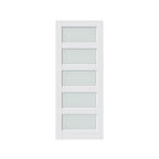 80" X 24" White Wood And Glass Slab Door