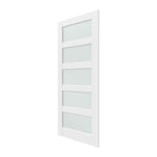 80" X 30" White Wood And Glass Slab Door
