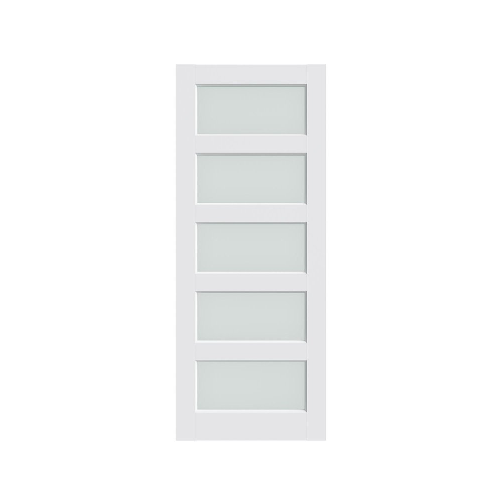 80" X 36" White Wood And Glass Slab Door