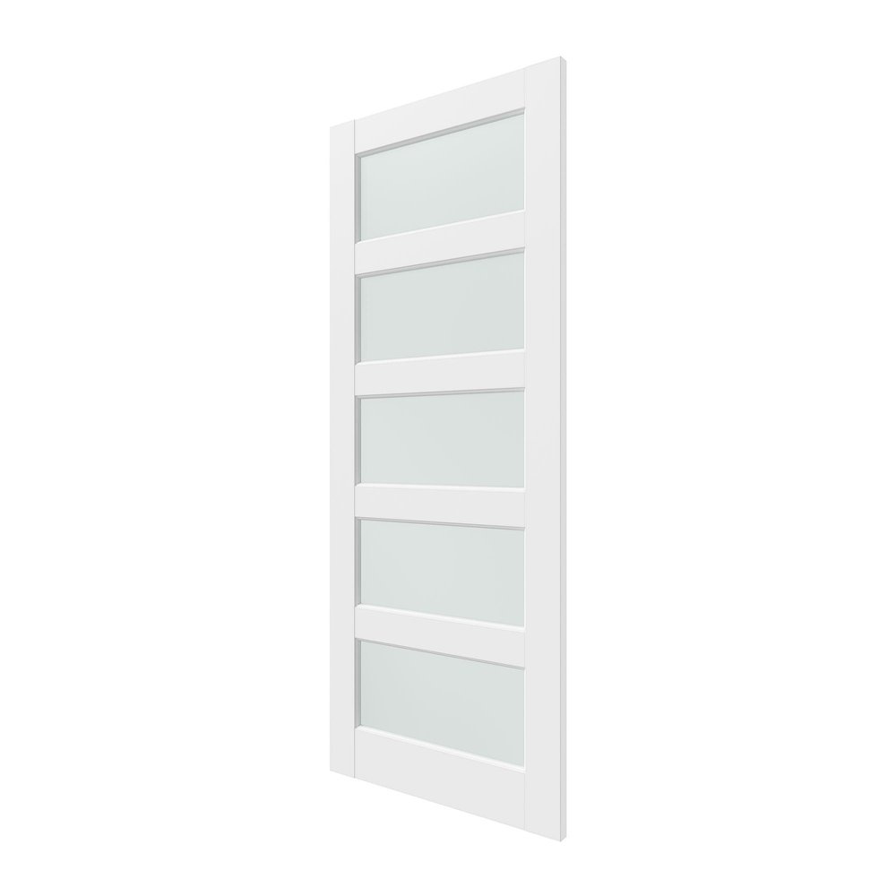 80" X 36" White Wood And Glass Slab Door