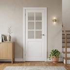 80" X 24" White Wood And Glass Slab Door