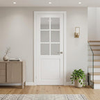 80" X 28" White Wood And Glass Slab Door
