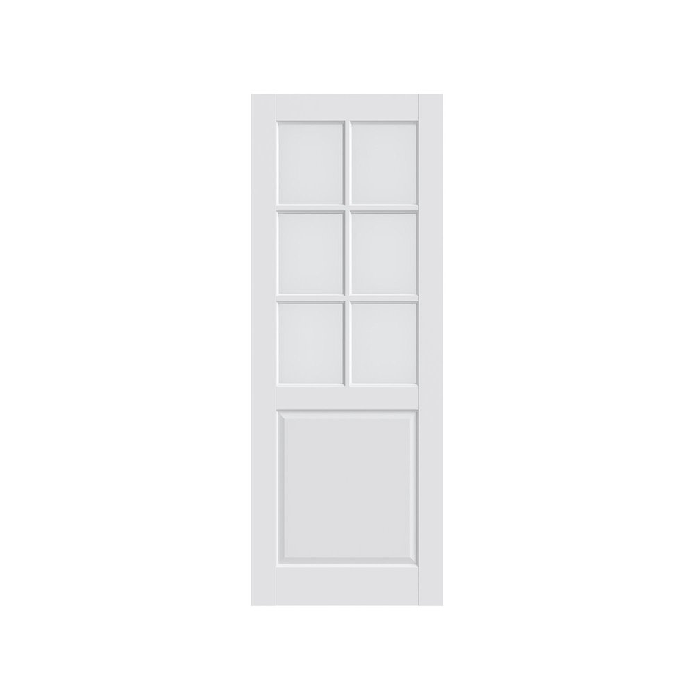 96" X 24" White Wood And Glass Slab Door