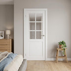 96" X 24" White Wood And Glass Slab Door