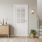 96" X 28" White Wood And Glass Slab Door