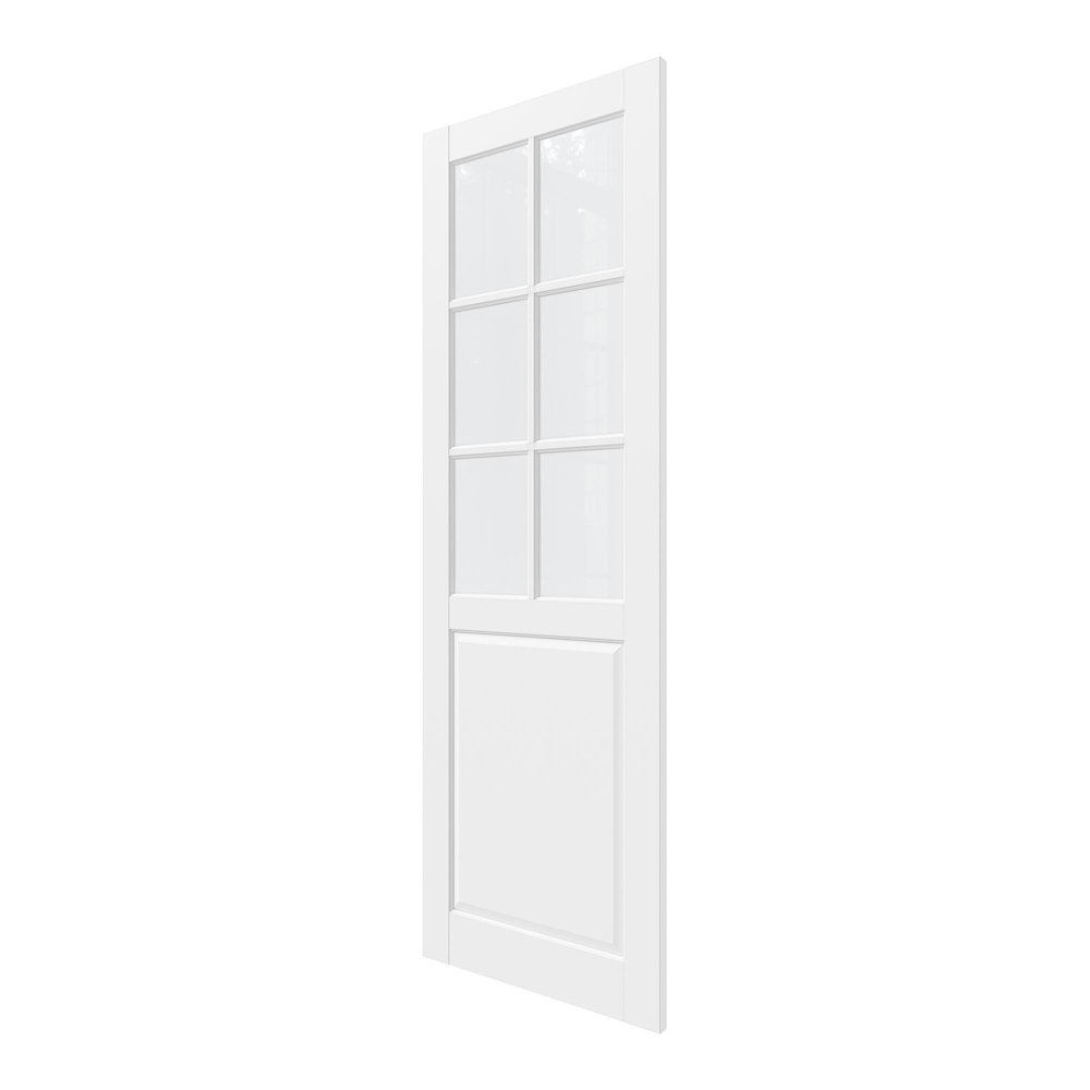 96" X 30" White Wood And Glass Slab Door