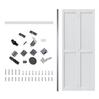 Set Of Two 78" X 24" White Wood Bi-Fold Door