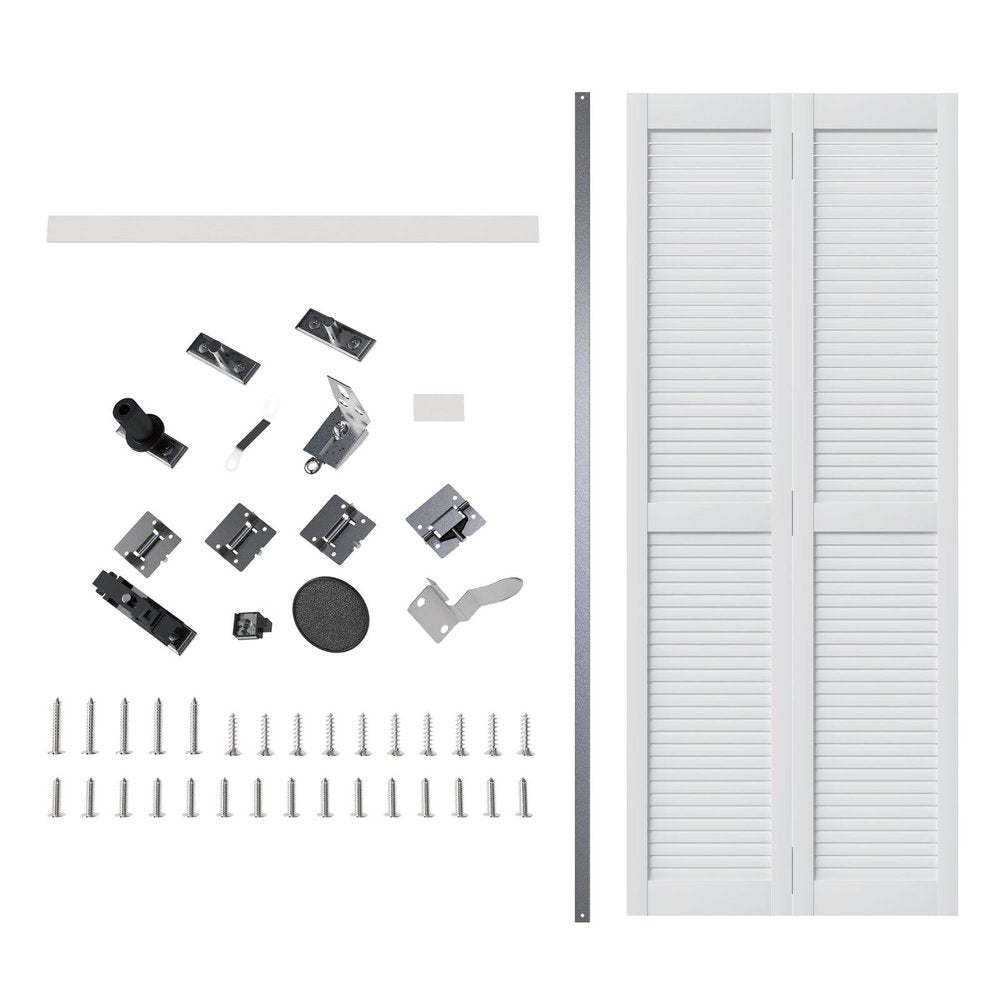 Set Of Two 78" X 24" White Wood Bi-Fold Door