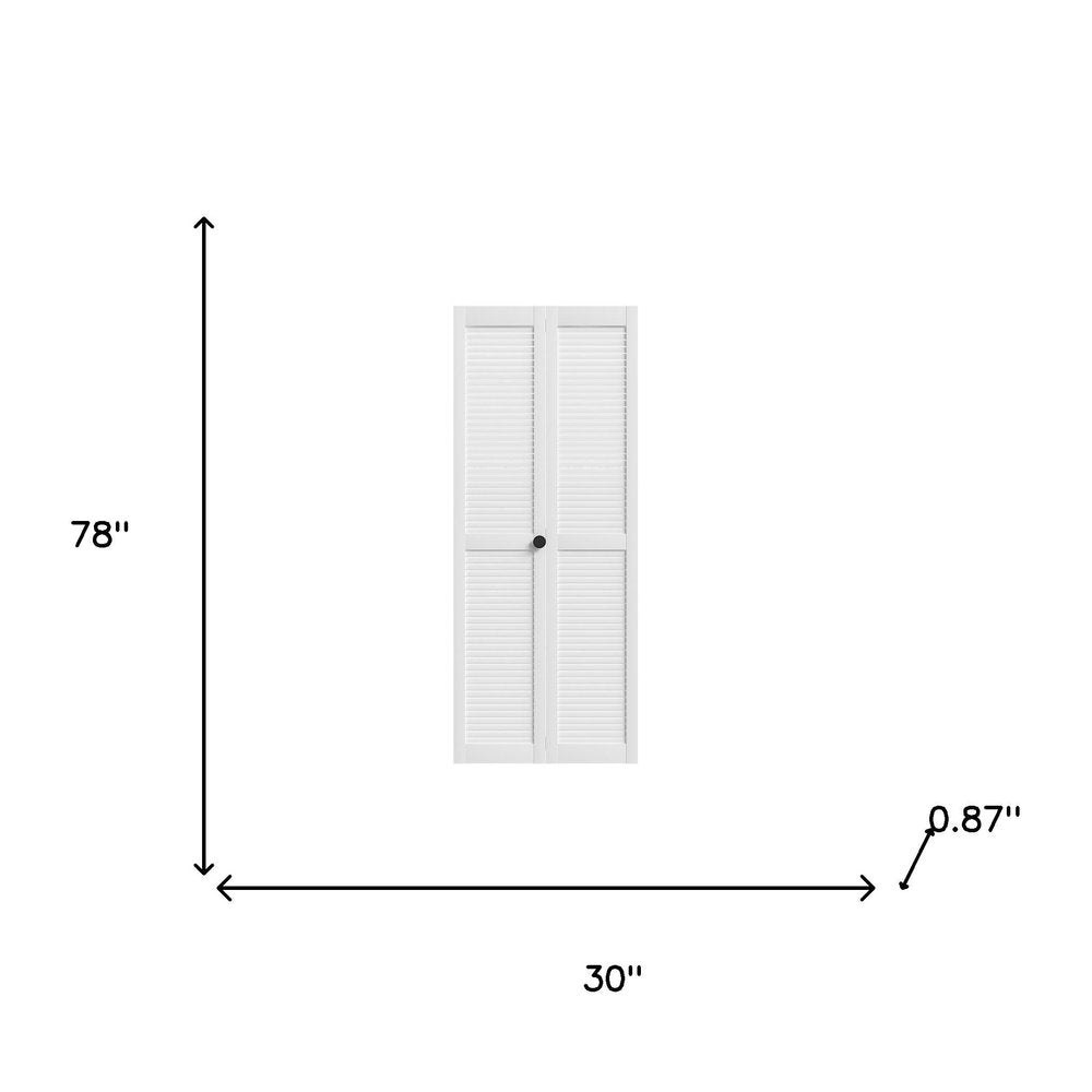 Set Of Two 78" X 30" White Wood Bi-Fold Door