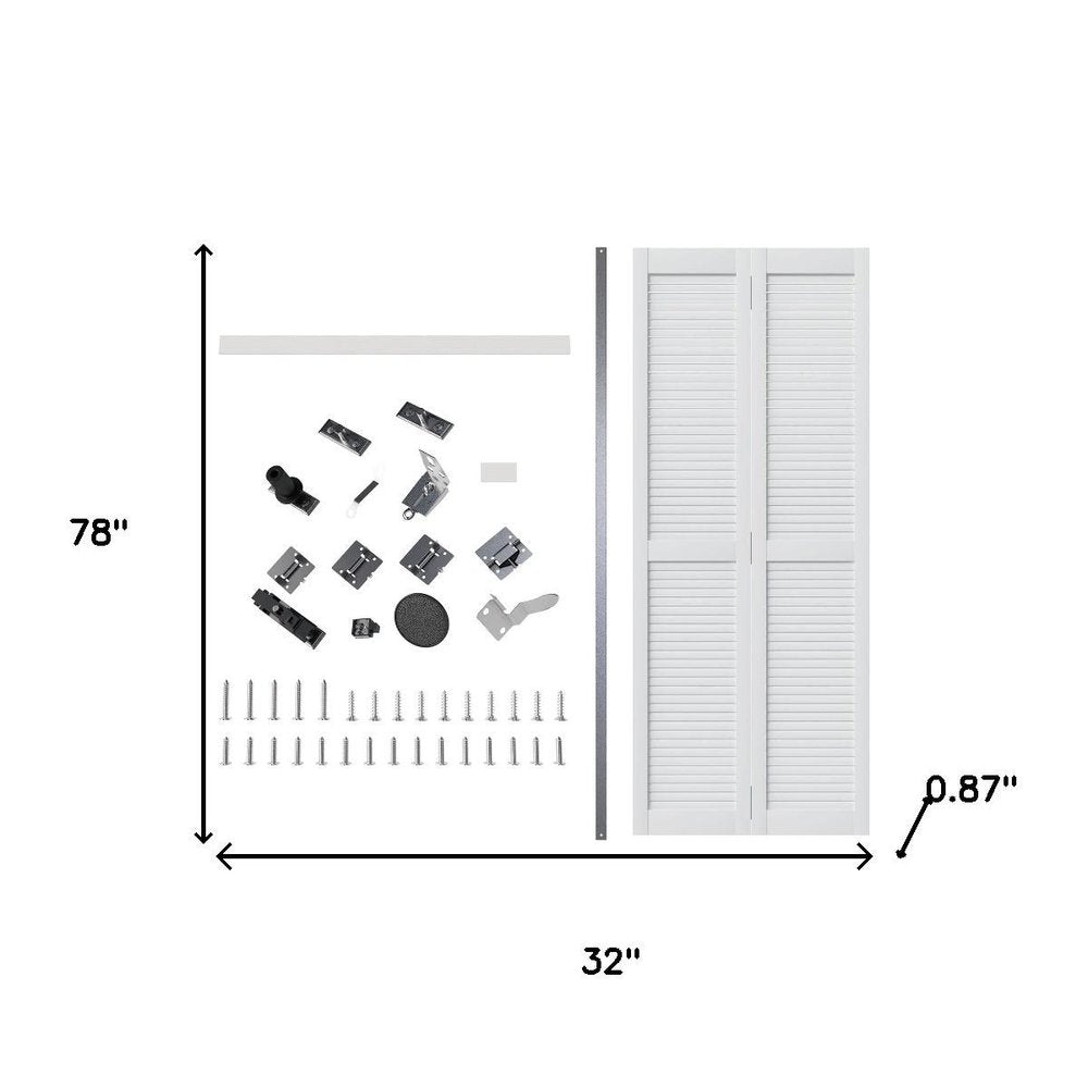 Set Of Two 78" X 32" White Wood Bi-Fold Door