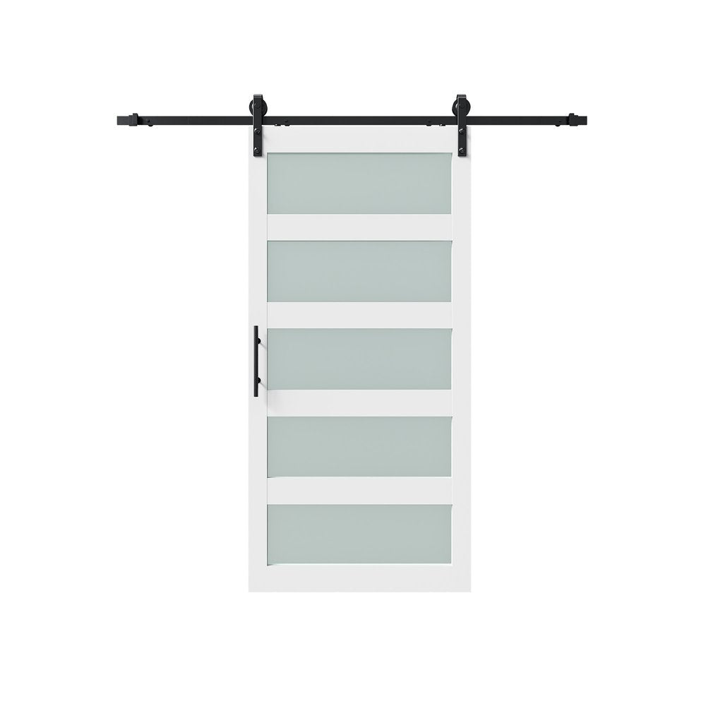84" X 26" White Glass Barn Door