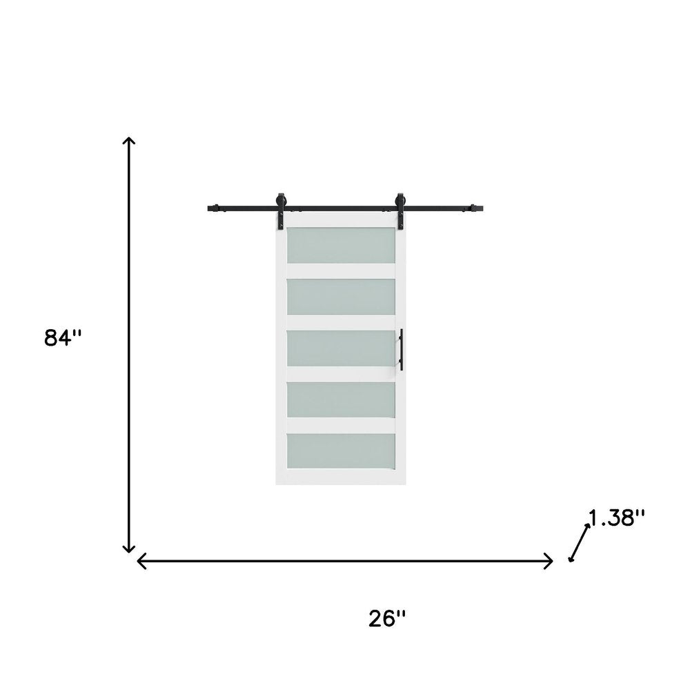84" X 26" White Glass Barn Door