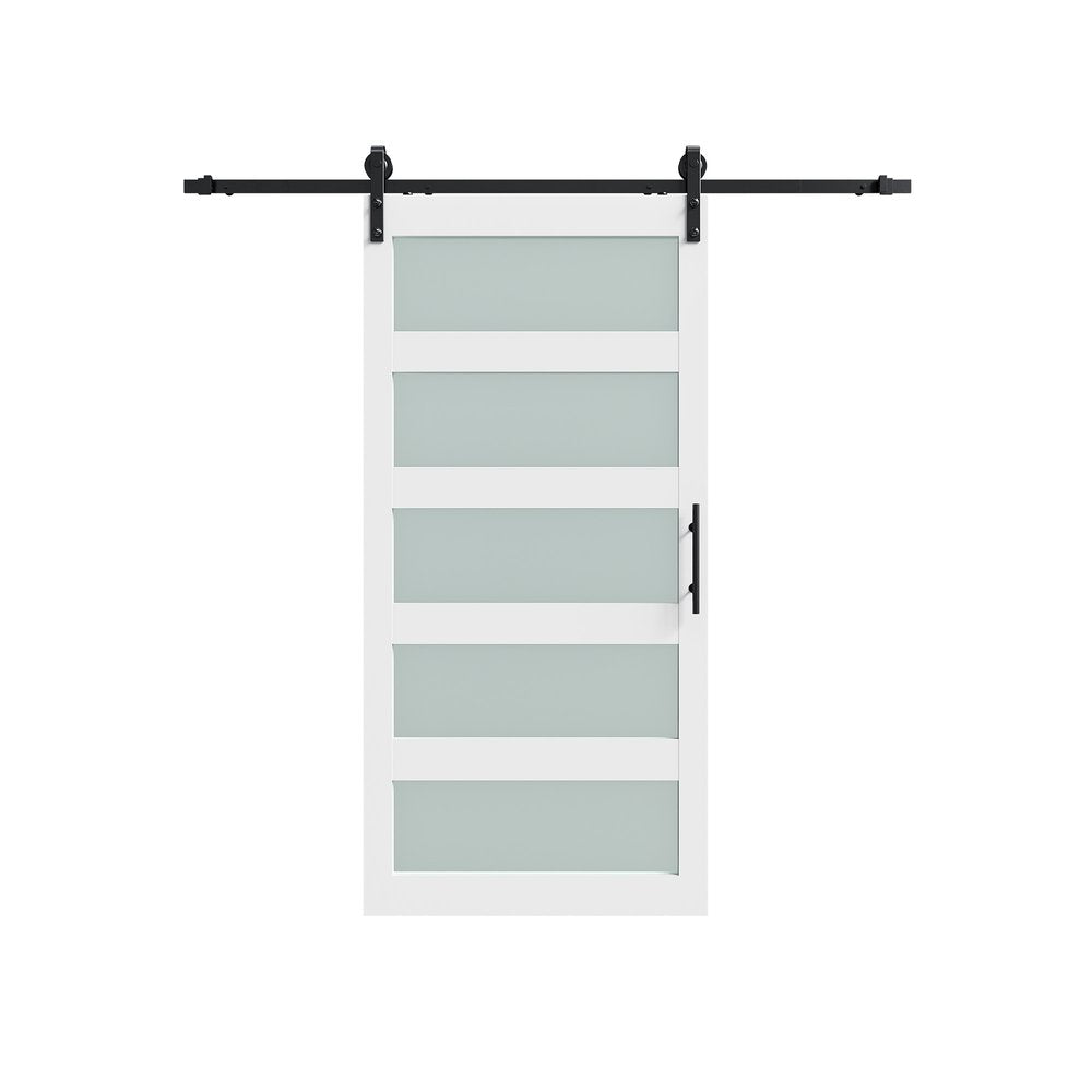 84" X 40" White Glass Barn Door