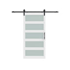 84" X 42" White Glass Barn Door