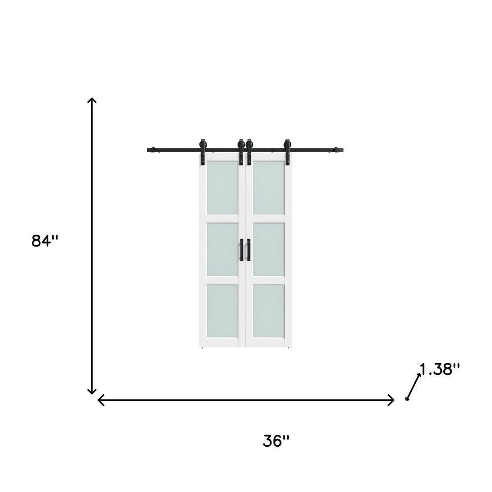 Set Of Two 84" X 36" White Glass Sliding Closet Doors