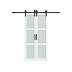 Set Of Two 84" X 48" White Glass Sliding Closet Doors