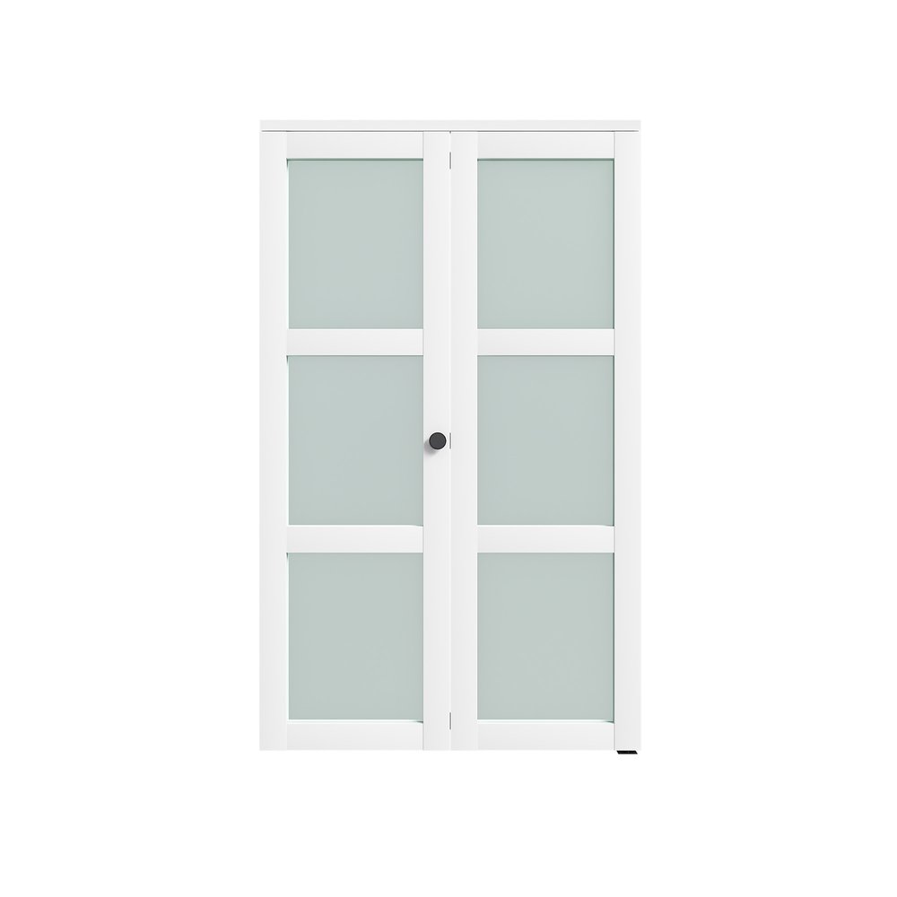 Set Of Two 78" X 32" White Glass Bi-Fold Door
