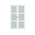 Set Of Two 78" X 36" White Glass Bi-Fold Door