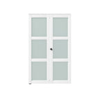 Set Of Two 78" X 36" White Glass Bi-Fold Door
