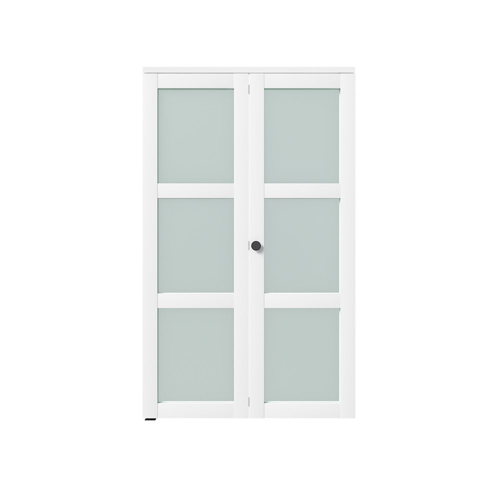 Set Of Two 78" X 36" White Glass Bi-Fold Door