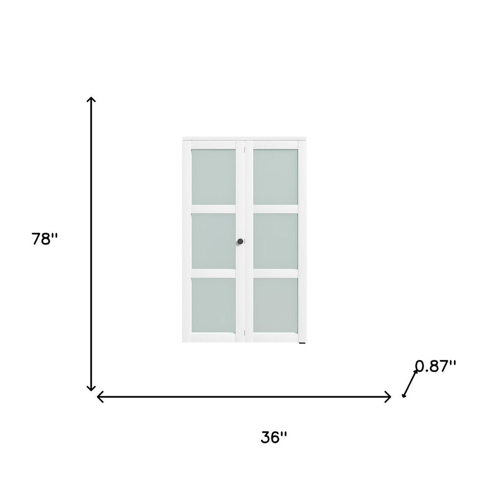Set Of Two 78" X 36" White Glass Bi-Fold Door