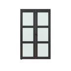 Set Of Two 78" X 32" Black Glass Bi-Fold Door