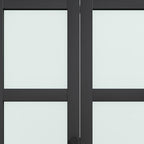 Set Of Two 78" X 36" Black Glass Bi-Fold Door