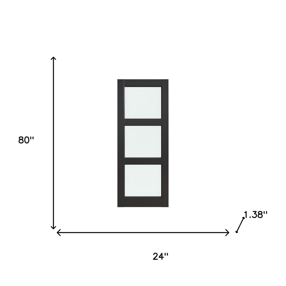 80" X 24" Black Glass French Doors