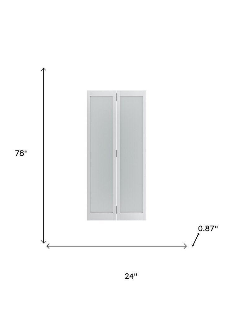 Set Of Two 78" X 24" White Glass Bi-Fold Door