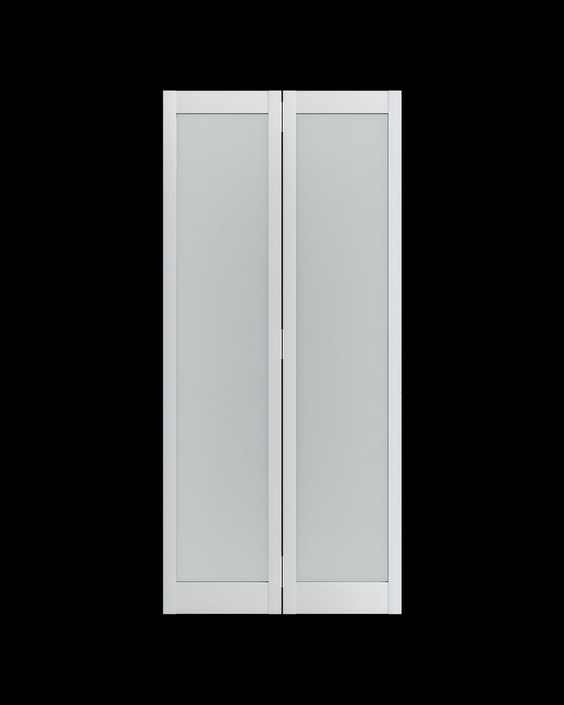 Set Of Two 78" X 42" White Glass Bi-Fold Door