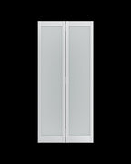 Set Of Two 78" X 48" White Glass Bi-Fold Door