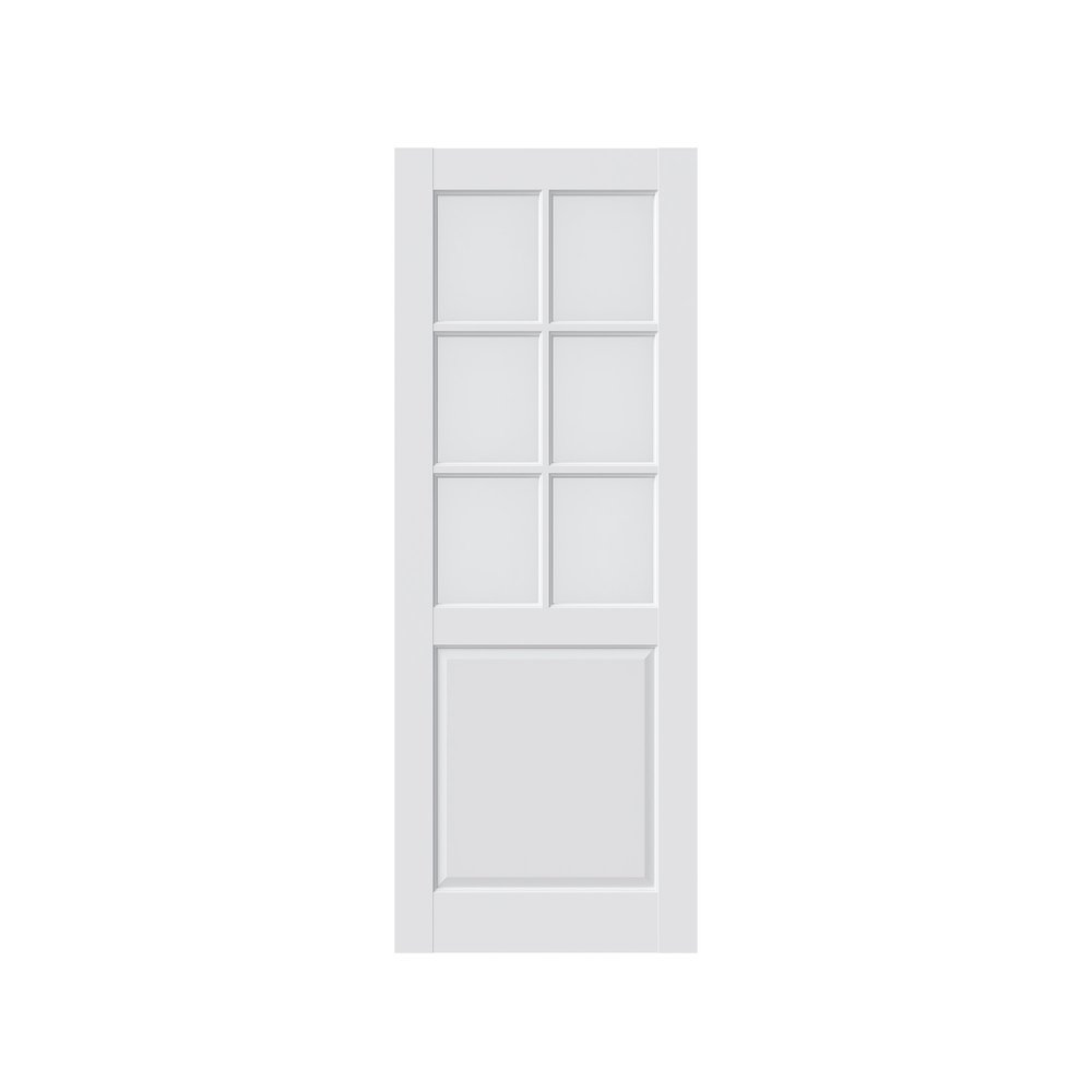 Set Of Two 80" X 56" White Glass French Doors