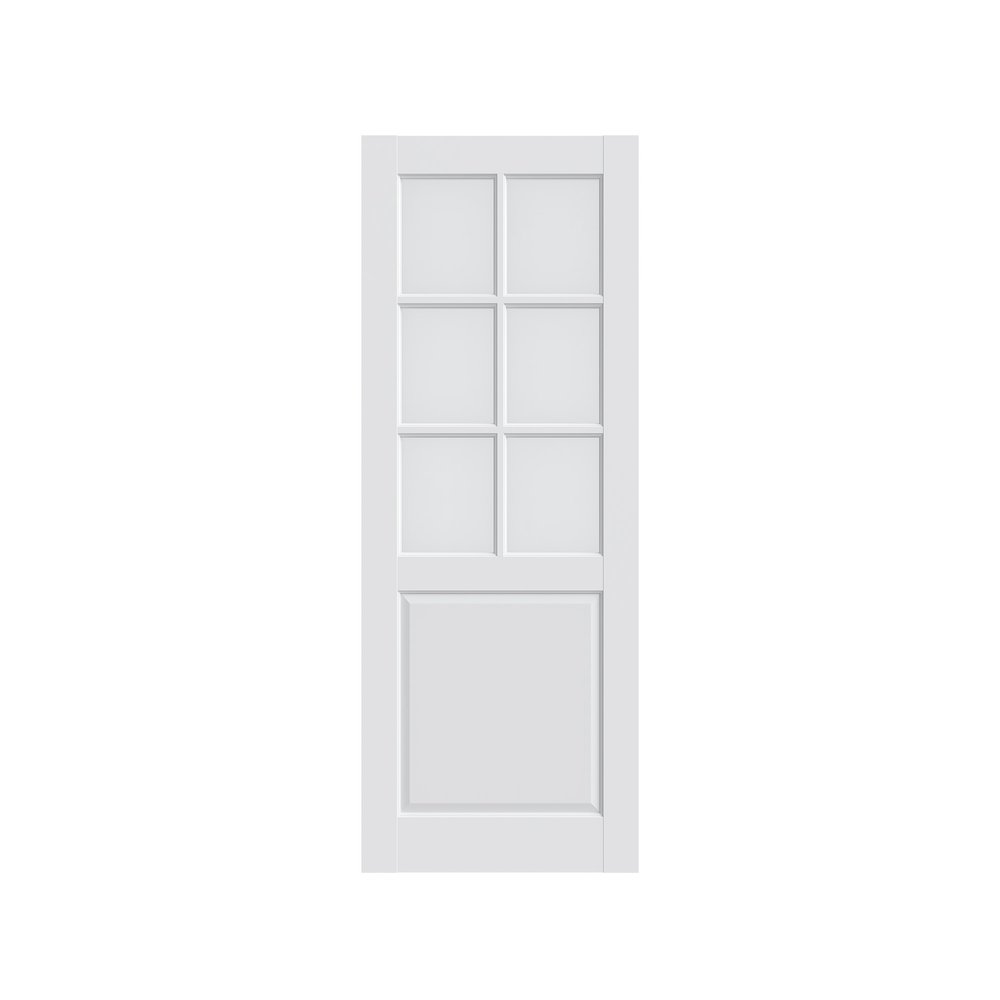 Set Of Two 96" X 56" White Glass French Doors