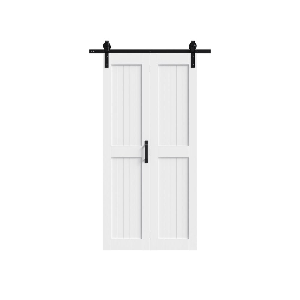 Set Of Two 84" X 36" White Wood Bi-Fold Door