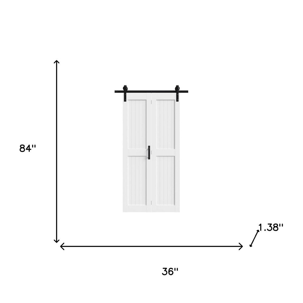 Set Of Two 84" X 36" White Wood Bi-Fold Door