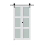 Set Of Two 84" X 24" White Glass Bi-Fold Door