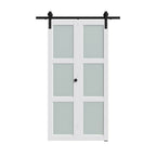 Set Of Two 84" X 32" White Glass Bi-Fold Door