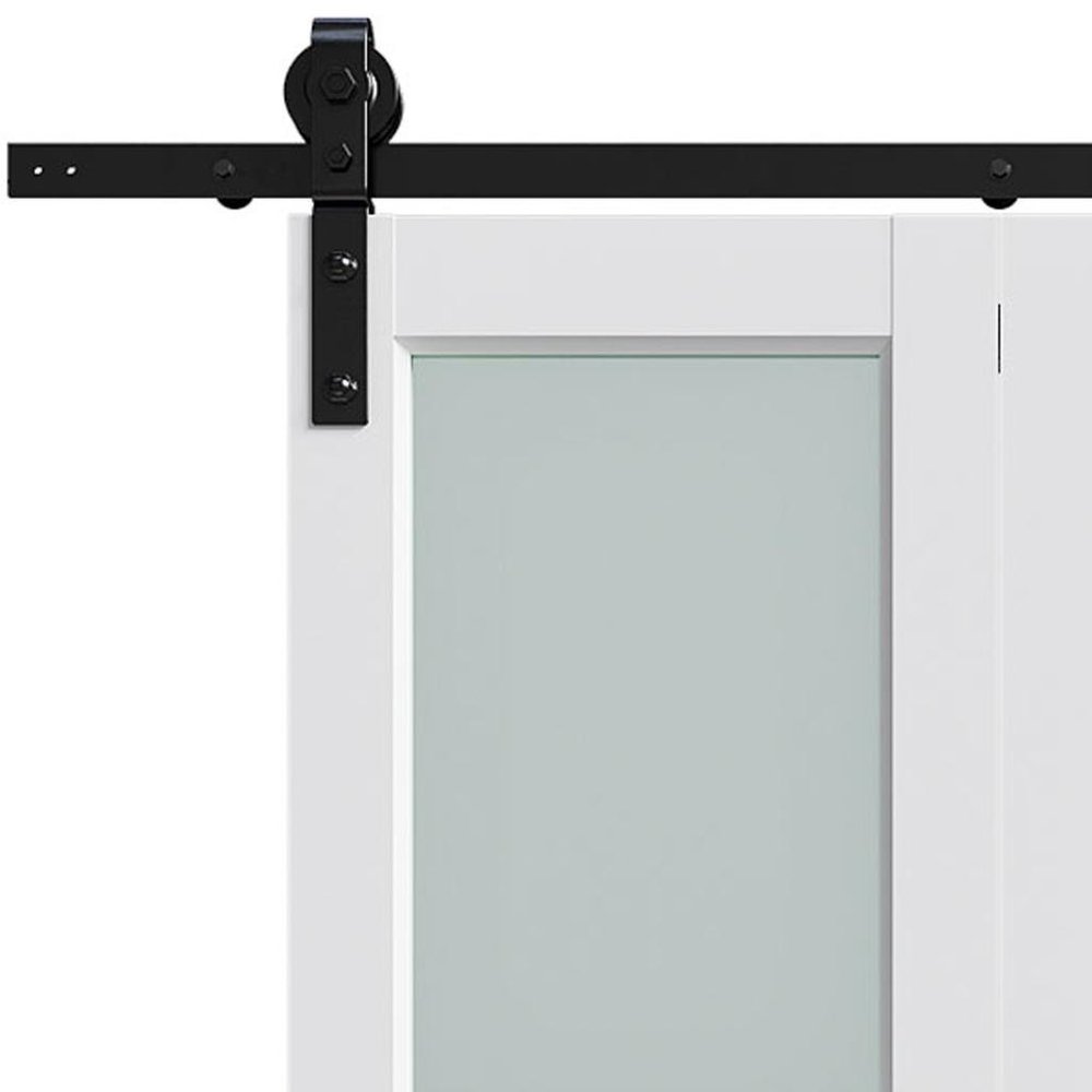 Set Of Two 84" X 32" White Glass Bi-Fold Door