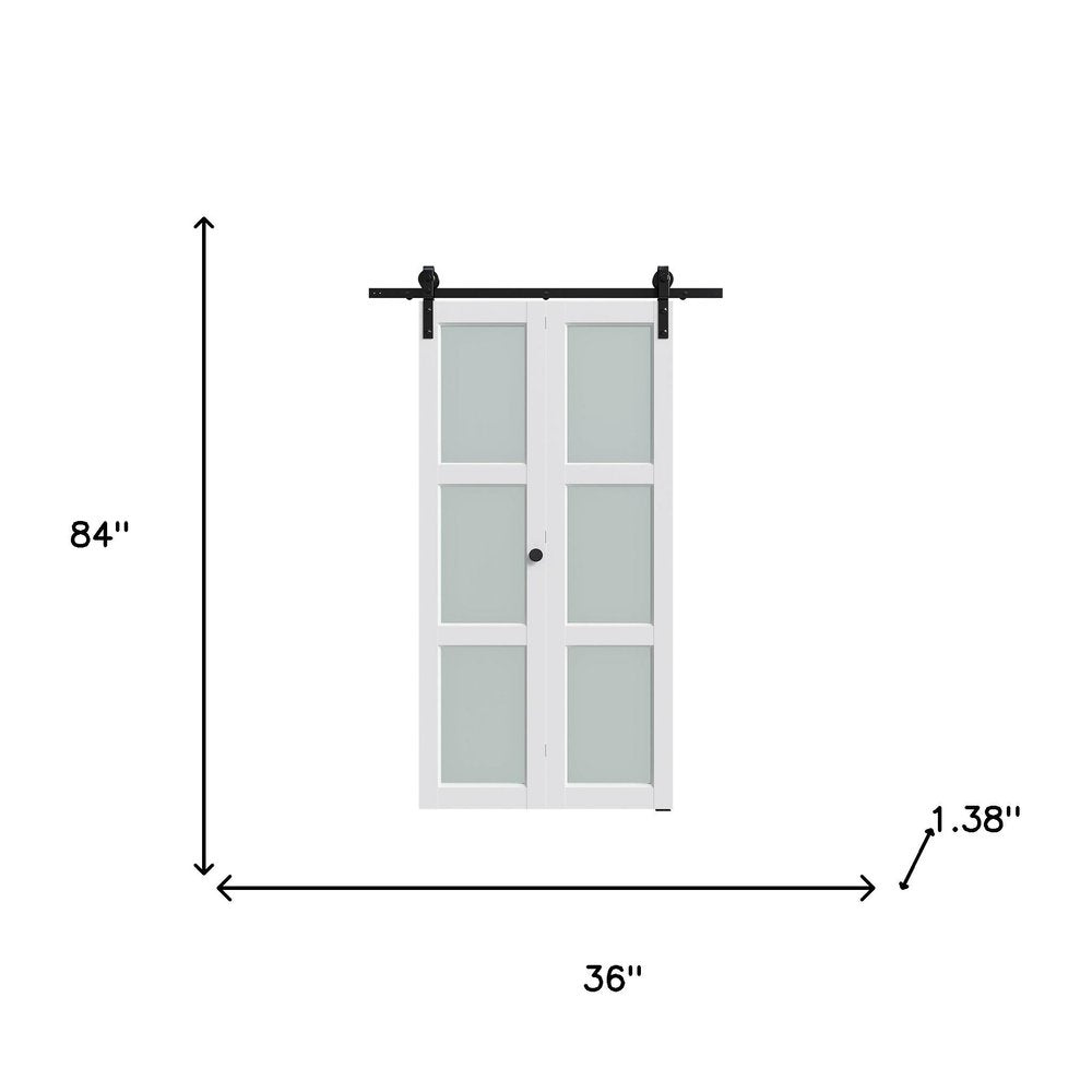 Set Of Two 84" X 36" White Glass Bi-Fold Door