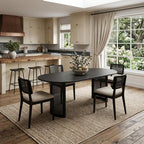79" Black Solid Wood Double And Rattan Pedestal Base Oval Dining Table