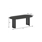 79" Black Solid Wood Double And Rattan Pedestal Base Oval Dining Table