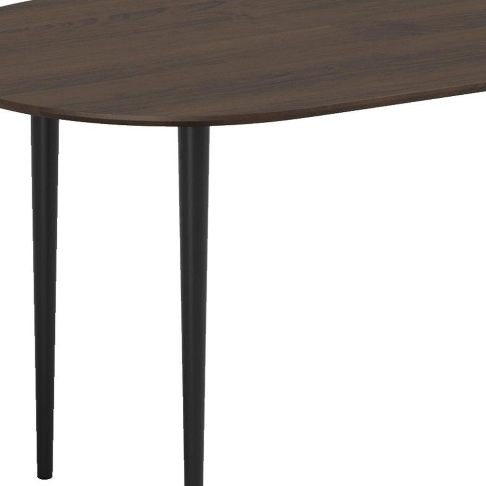 67" Walnut and Black Solid Wood Oval Dining Table