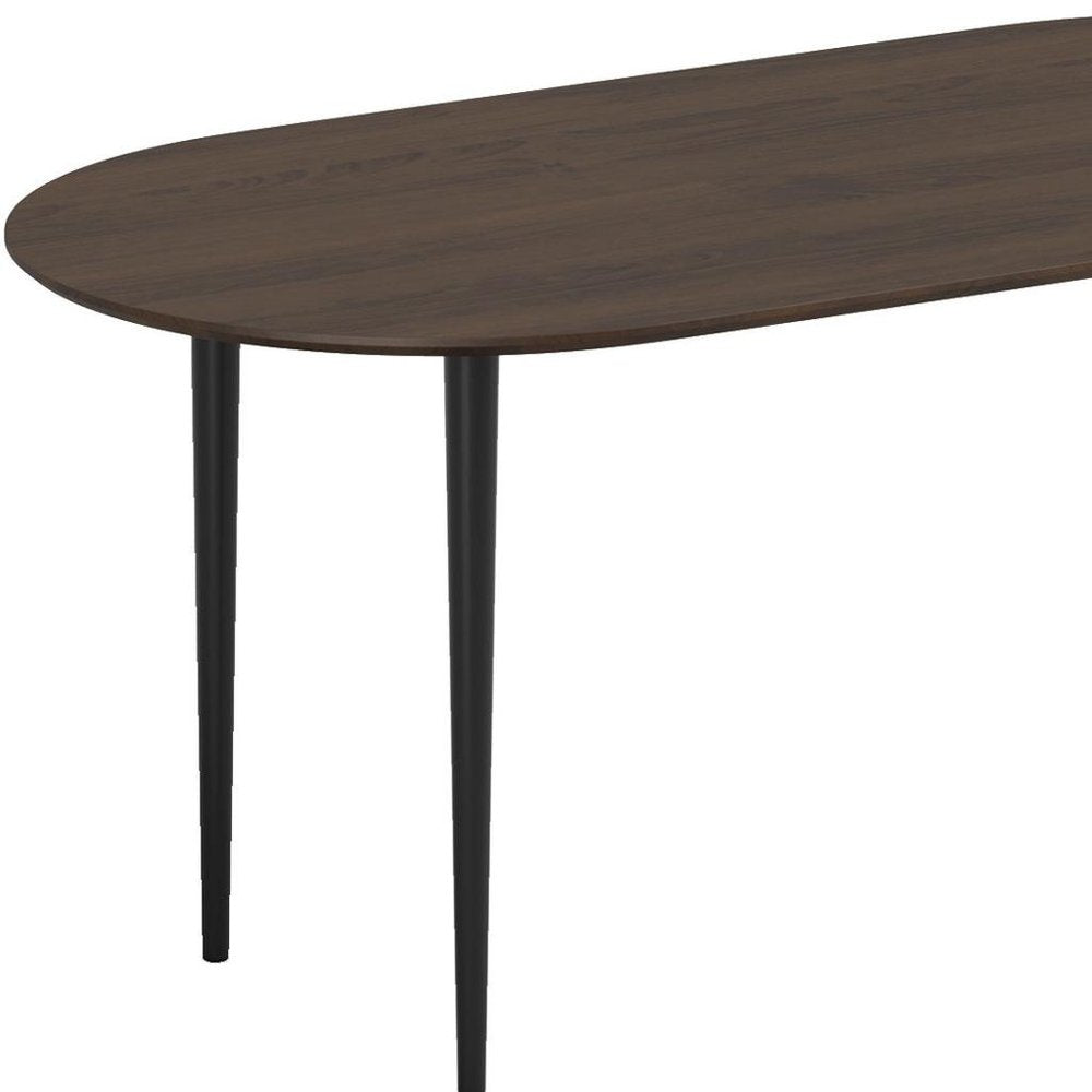 67" Walnut and Black Solid Wood Oval Dining Table