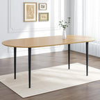 67" Natural and Black Solid Wood Oval Dining Table