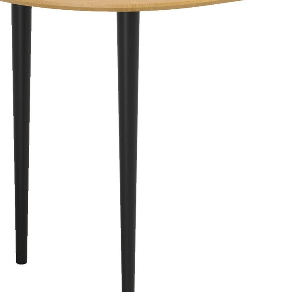 67" Natural and Black Solid Wood Oval Dining Table