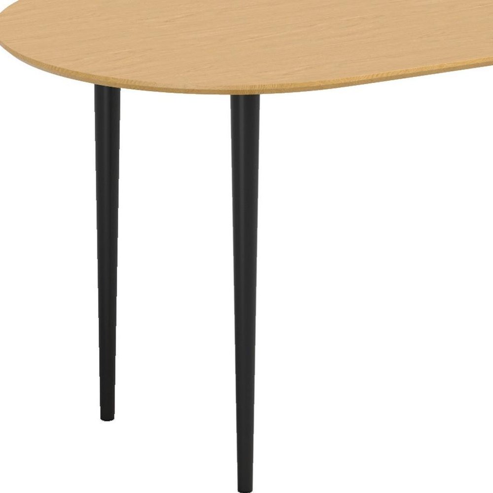 67" Natural And Black Solid Wood Oval Dining Table