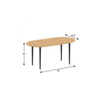 67" Natural and Black Solid Wood Oval Dining Table
